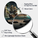 Pirate Boat On The Ocean - Asymmetric Metal Wall Clock