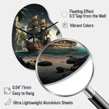 Pirate Boat On The Ocean - Asymmetric Metal Wall Clock