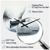 Canoe On The Lake I - Asymmetric Metal Wall Clock
