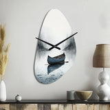 Canoe On The Lake I - Asymmetric Metal Wall Clock