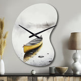 Yellow Canoe On The Lake I - Asymmetric Metal Wall Clock