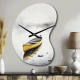 Yellow Canoe On The Lake I - Asymmetric Metal Wall Clock