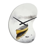 Yellow Canoe On The Lake I - Asymmetric Metal Wall Clock