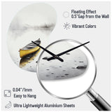 Yellow Canoe On The Lake I - Asymmetric Metal Wall Clock