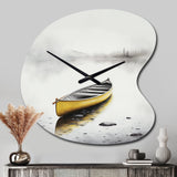 Yellow Canoe On The Lake I - Asymmetric Metal Wall Clock