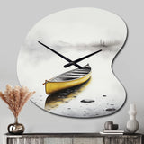 Yellow Canoe On The Lake I - Asymmetric Metal Wall Clock