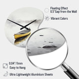 Yellow Canoe On The Lake I - Asymmetric Metal Wall Clock