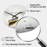 Yellow Canoe On The Lake I - Asymmetric Metal Wall Clock