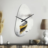 Yellow Canoe On The Lake I - Asymmetric Metal Wall Clock