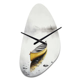 Yellow Canoe On The Lake I - Asymmetric Metal Wall Clock