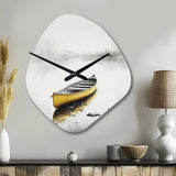 Yellow Canoe On The Lake I - Asymmetric Metal Wall Clock