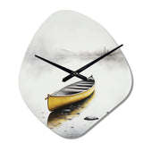 Yellow Canoe On The Lake I - Asymmetric Metal Wall Clock