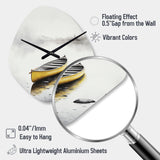 Yellow Canoe On The Lake I - Asymmetric Metal Wall Clock