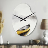Yellow Canoe On The Lake I - Asymmetric Metal Wall Clock