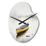 Yellow Canoe On The Lake I - Asymmetric Metal Wall Clock