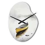 Yellow Canoe On The Lake I - Asymmetric Metal Wall Clock