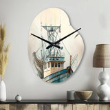 Fisherman's Boat On The Ocean II - Asymmetric Metal Wall Clock
