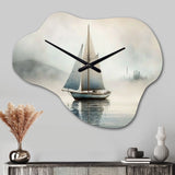 Boat On The Lake I - Asymmetric Metal Wall Clock