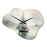 Boat On The Lake I - Asymmetric Metal Wall Clock