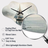 Boat On The Lake I - Asymmetric Metal Wall Clock