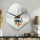 Boat On The Lake II - Asymmetric Metal Wall Clock