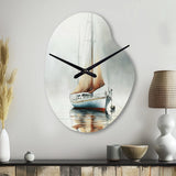 Boat On The Lake II - Asymmetric Metal Wall Clock