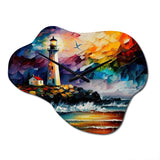Lighthouse By The Ocean V - Asymmetric Metal Wall Clock