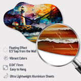 Lighthouse By The Ocean V - Asymmetric Metal Wall Clock