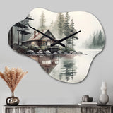 Cottage By The Lake I - Asymmetric Metal Wall Clock