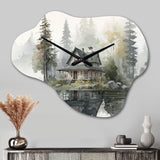 Cottage By The Lake II - Asymmetric Metal Wall Clock