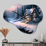Winter Scene Farmhouse - Asymmetric Metal Wall Clock