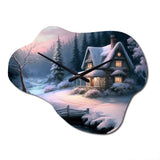 Winter Scene Farmhouse - Asymmetric Metal Wall Clock