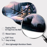 Winter Scene Farmhouse - Asymmetric Metal Wall Clock