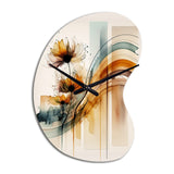 Orange Daisy Flowers Hyperrealistic II - Asymmetric Metal Wall Clock
