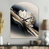 Beige Peony Flowers Hyperrealistic II - Asymmetric Metal Wall Clock