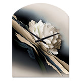 Beige Peony Flowers Hyperrealistic II - Asymmetric Metal Wall Clock