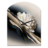 Beige Peony Flowers Hyperrealistic II - Asymmetric Metal Wall Clock