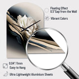 Beige Peony Flowers Hyperrealistic II - Asymmetric Metal Wall Clock