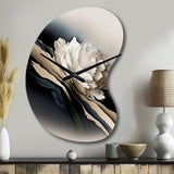 Beige Peony Flowers Hyperrealistic II - Asymmetric Metal Wall Clock