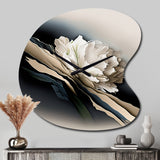 Beige Peony Flowers Hyperrealistic II - Asymmetric Metal Wall Clock