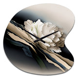 Beige Peony Flowers Hyperrealistic II - Asymmetric Metal Wall Clock