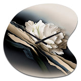 Beige Peony Flowers Hyperrealistic II - Asymmetric Metal Wall Clock