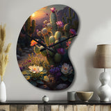 Cactus In Desert I - Asymmetric Metal Wall Clock