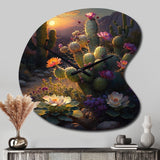 Cactus In Desert I - Asymmetric Metal Wall Clock