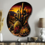 Cactus In Desert II - Asymmetric Metal Wall Clock