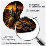 Cactus In Desert II - Asymmetric Metal Wall Clock