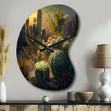 Cactus In Desert III - Asymmetric Metal Wall Clock