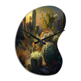 Cactus In Desert III - Asymmetric Metal Wall Clock