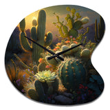 Cactus In Desert III - Asymmetric Metal Wall Clock