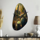 Cactus In Desert III - Asymmetric Metal Wall Clock